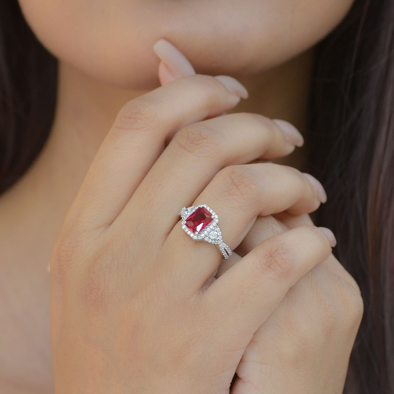 Pierścionek „Rosa” — Srebro 925, kwarc różowy 6 mm